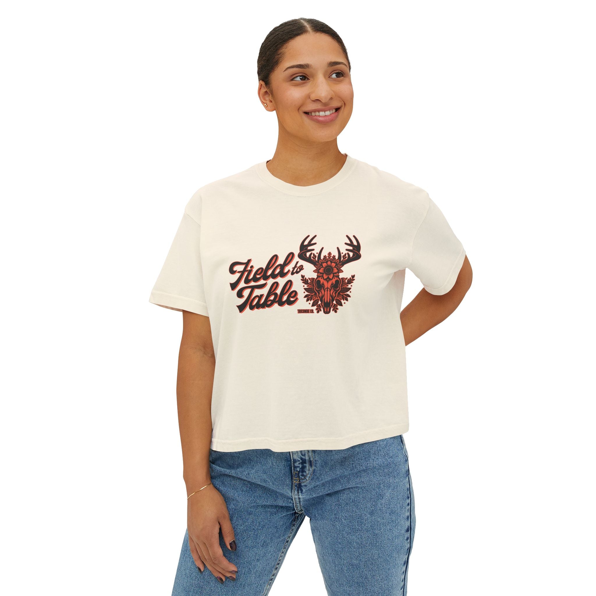 Boxy Tee - Field to Table Women's Deer Hunting Tshirt